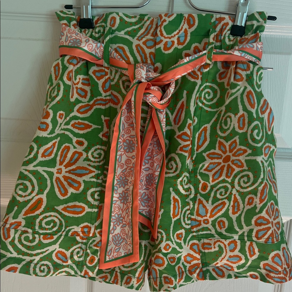 Current Air Green and Orange Patterned Women Shorts